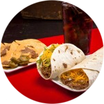 Burrito, taco and nachos