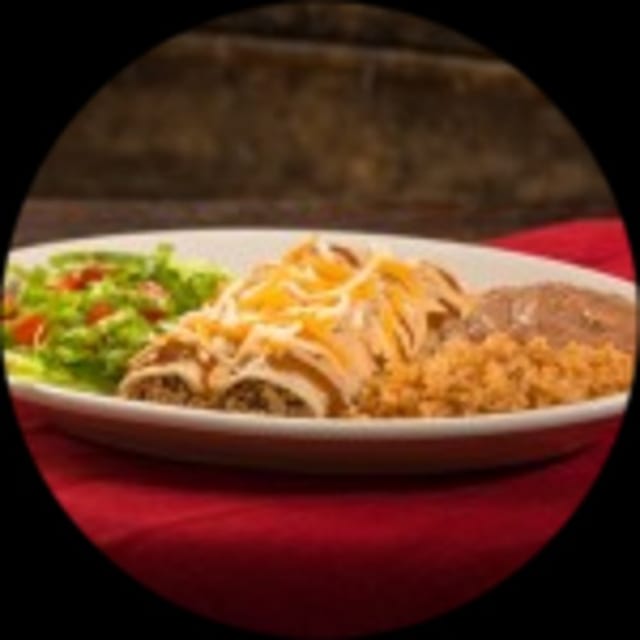 Beefy Corn Enchilada Plate.