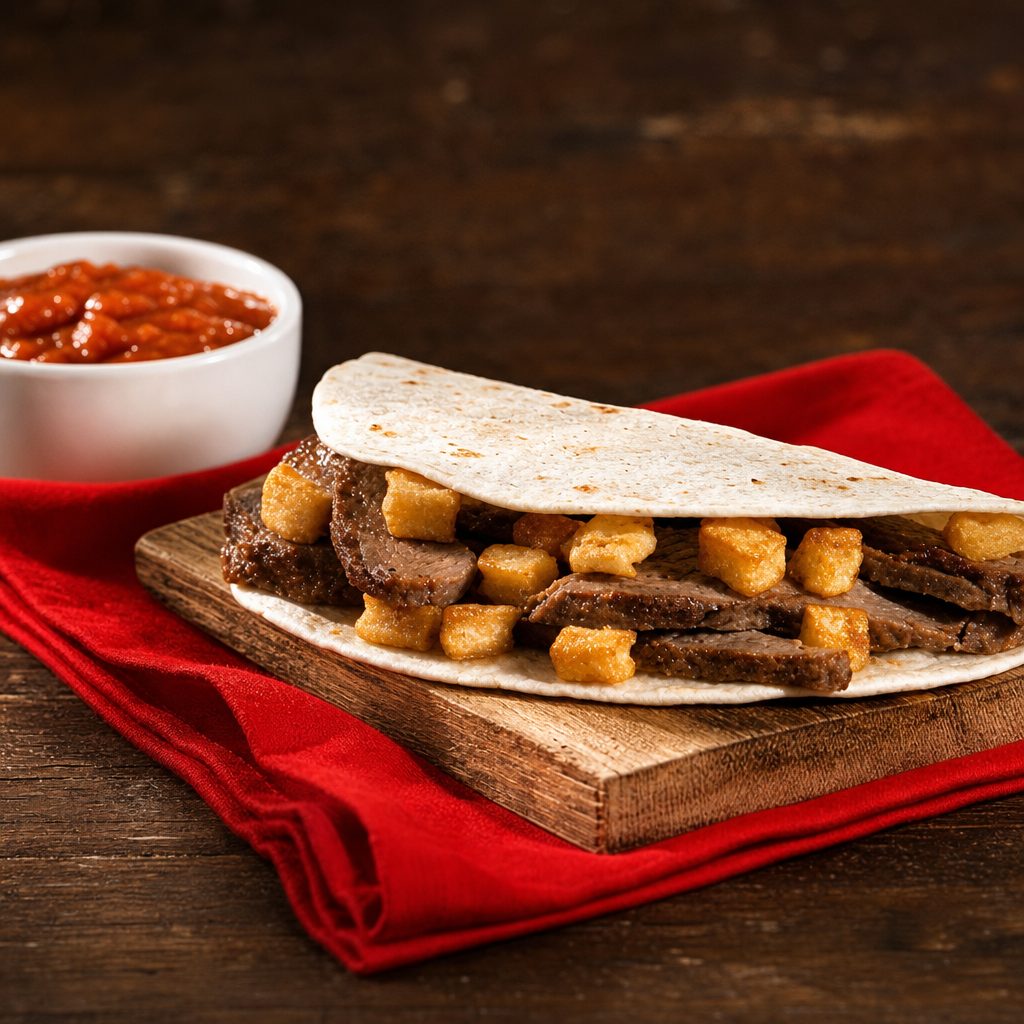 Steak and Potato Soft Taco.