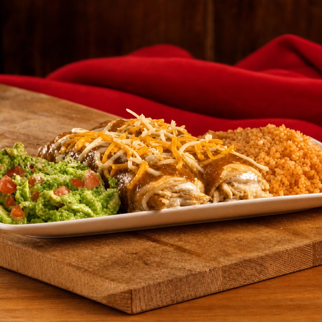 Fajita Corn Enchilada Plate.