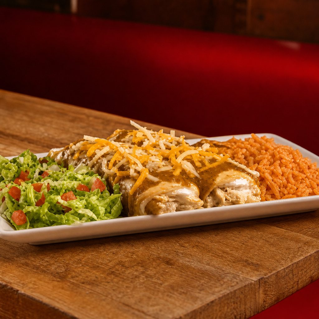 Fajita Corn Enchilada Plate.