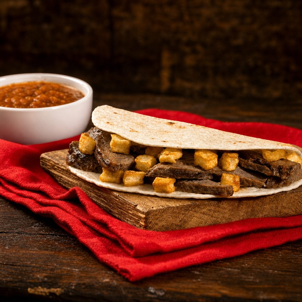 Steak and Potato Soft Taco.