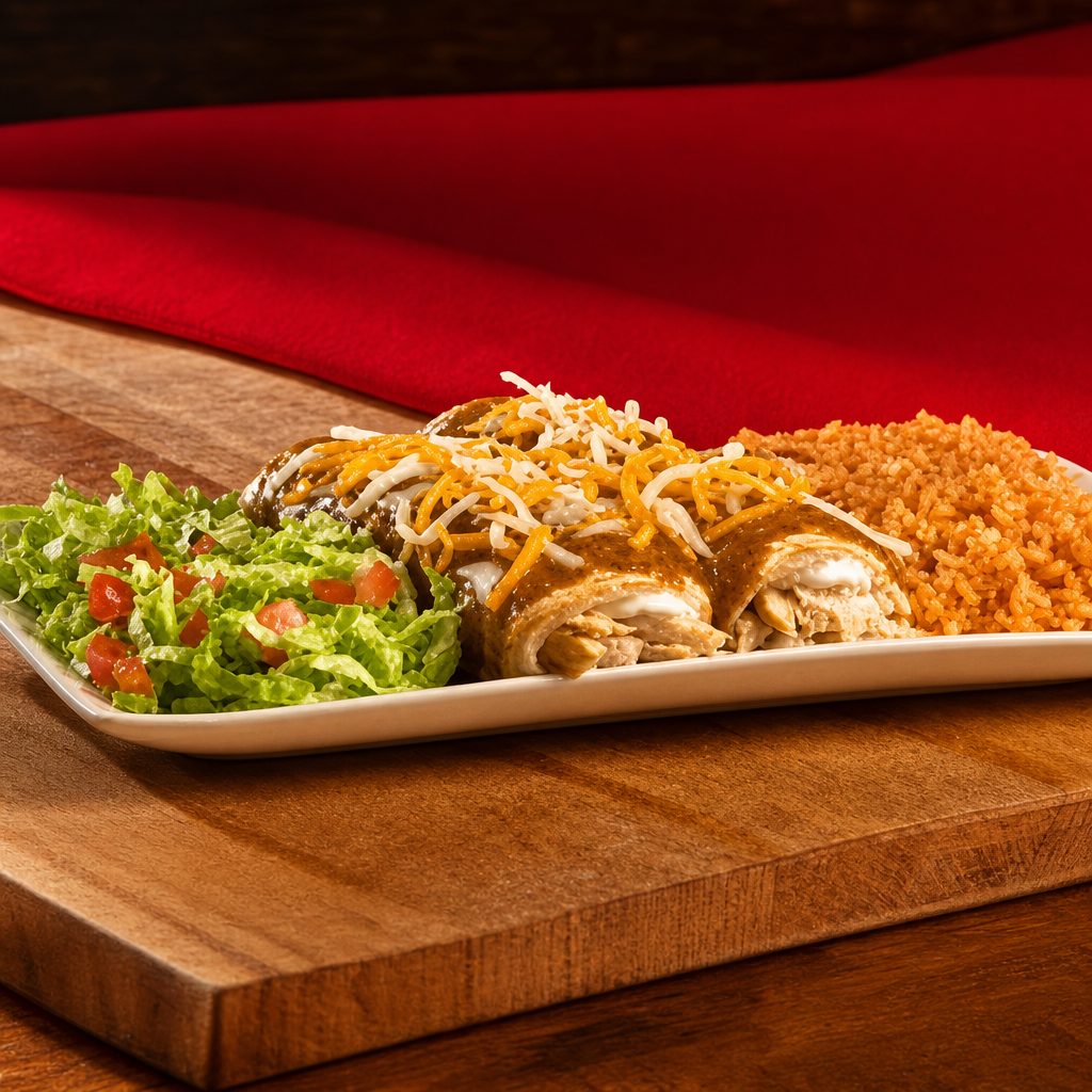 Fajita Corn Enchilada Plate.
