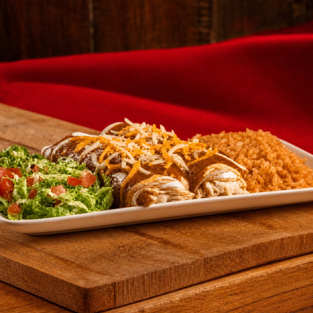 Fajita Corn Enchilada Plate.