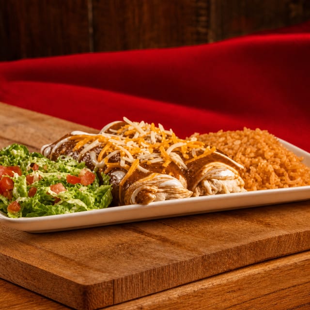 Fajita Corn Enchilada Plate.