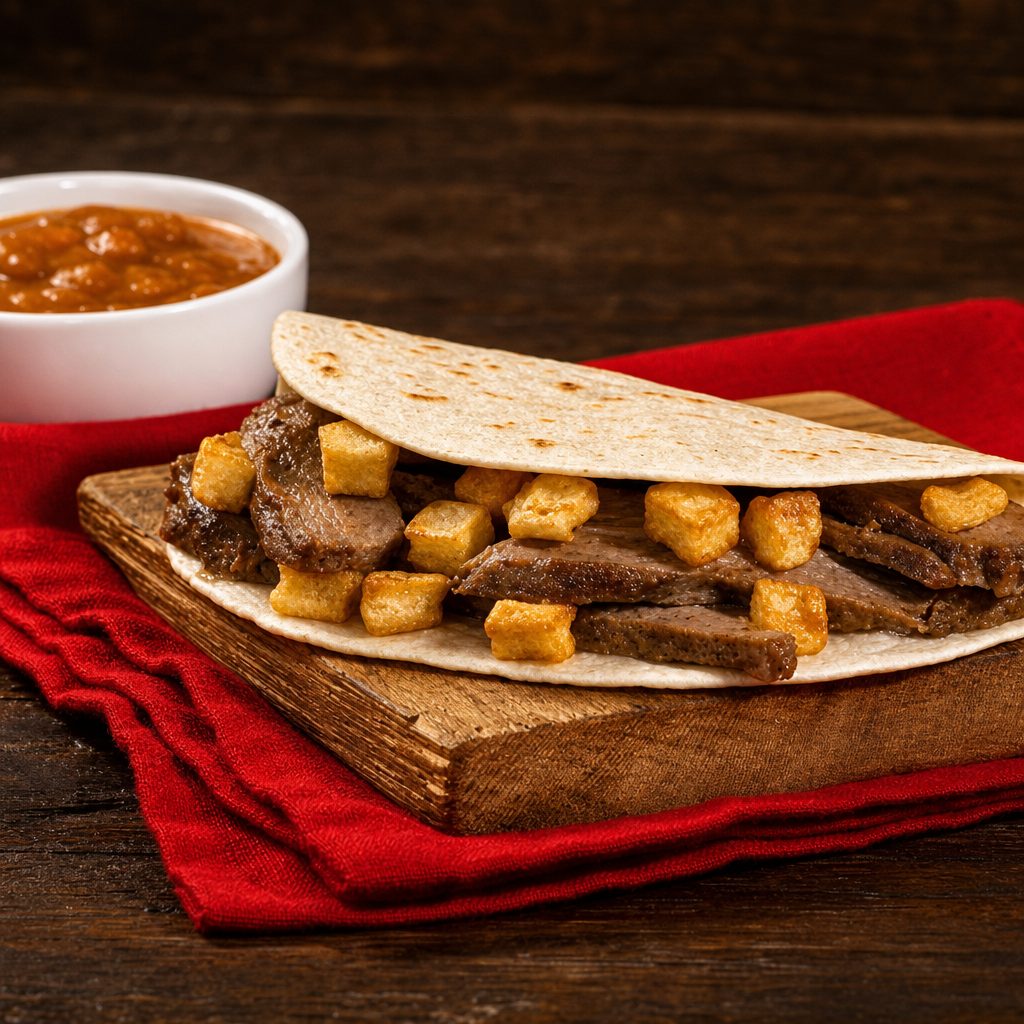 Steak and Potato Soft Taco.